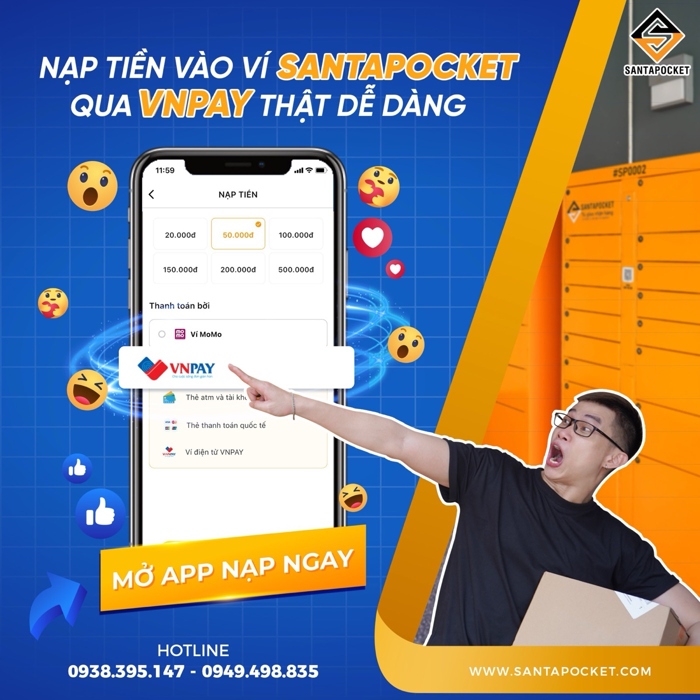 Depositing money into SantaPocket wallet via VNPAY is easy